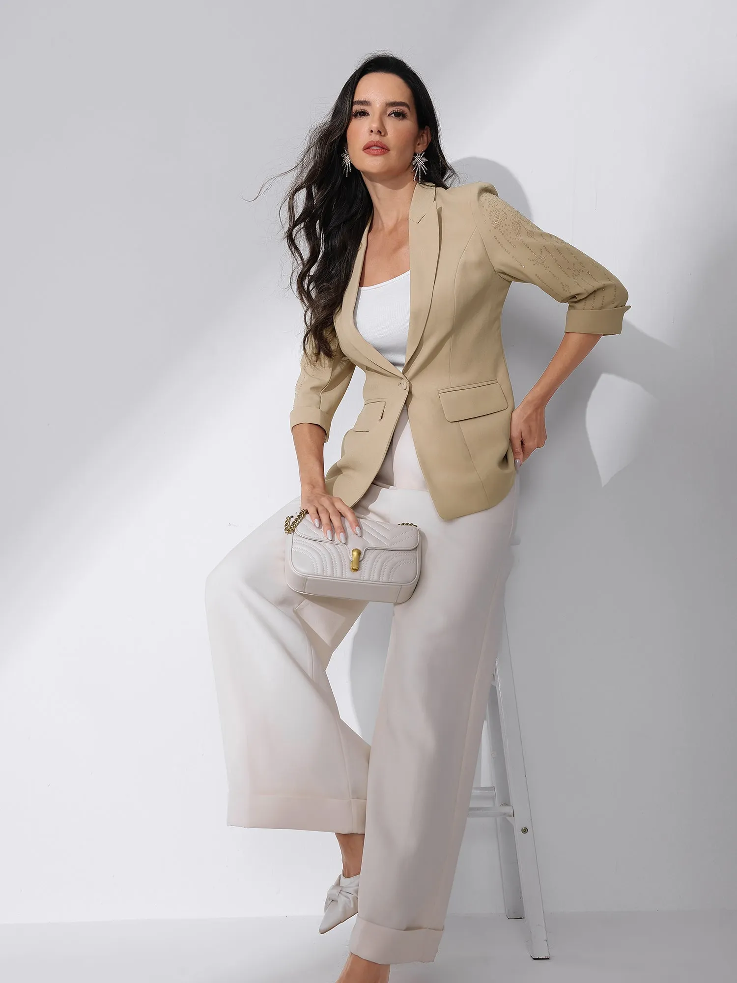 Notched Lapel 3/4 Sleeve Formal Suit Blazer Jacket sold by Allegra K product image thumbnail 2