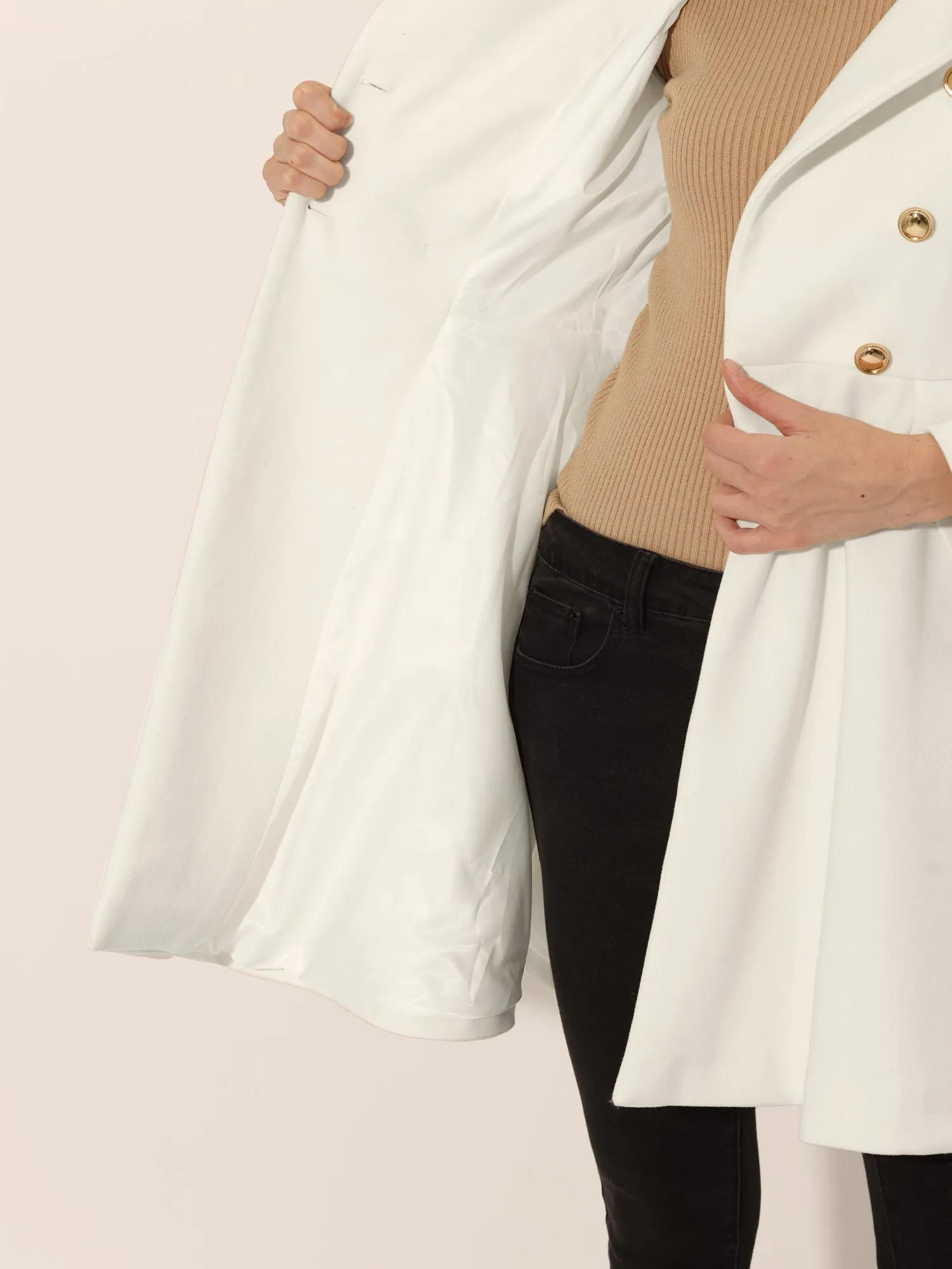 Lapel Pocket Flap Double Breasted Outwear Swing Winter Coat sold by Allegra K product image thumbnail 5