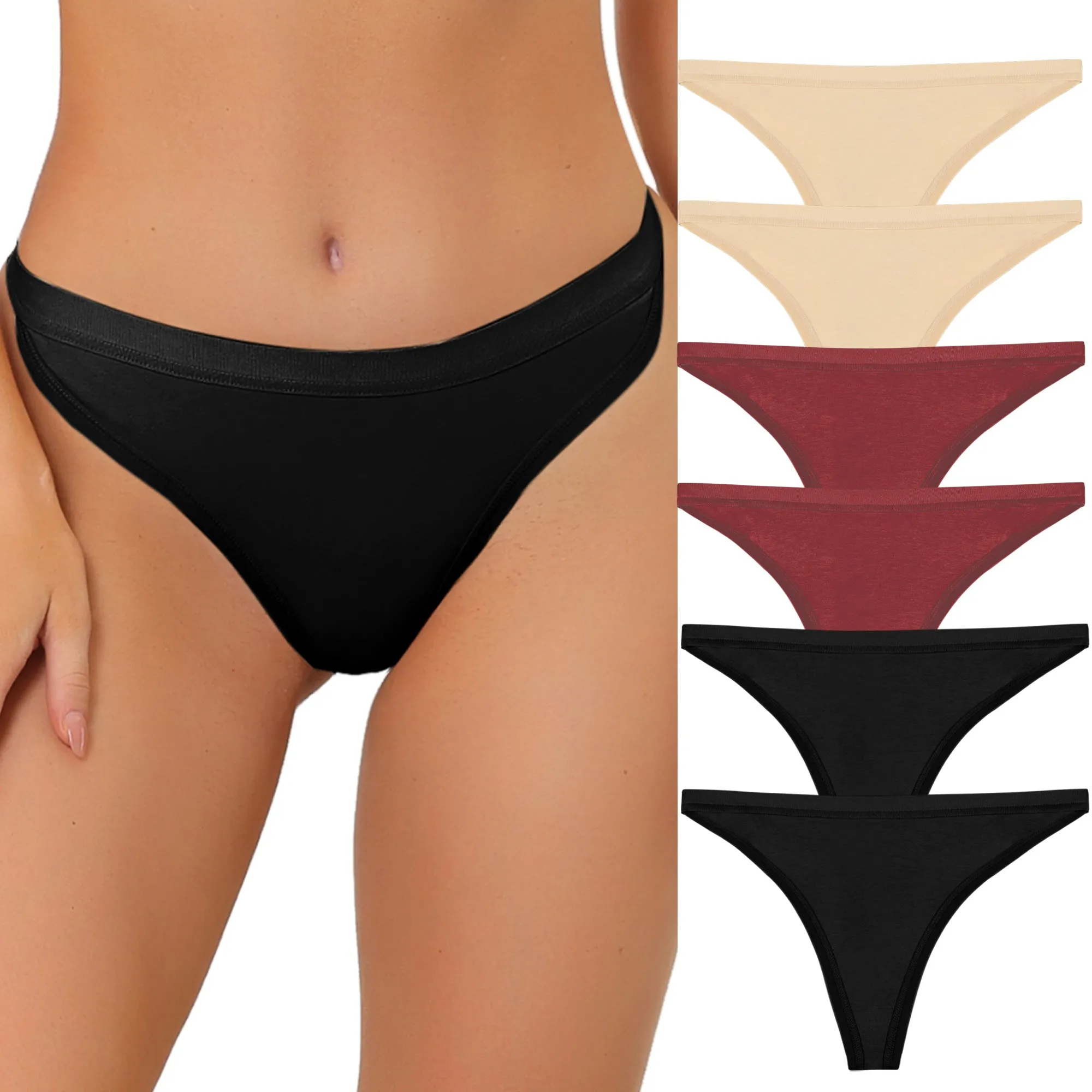 Thongs for Women Packs G-String Panties Breathable Hi-Cut Tangas Underwear sold by Allegra K