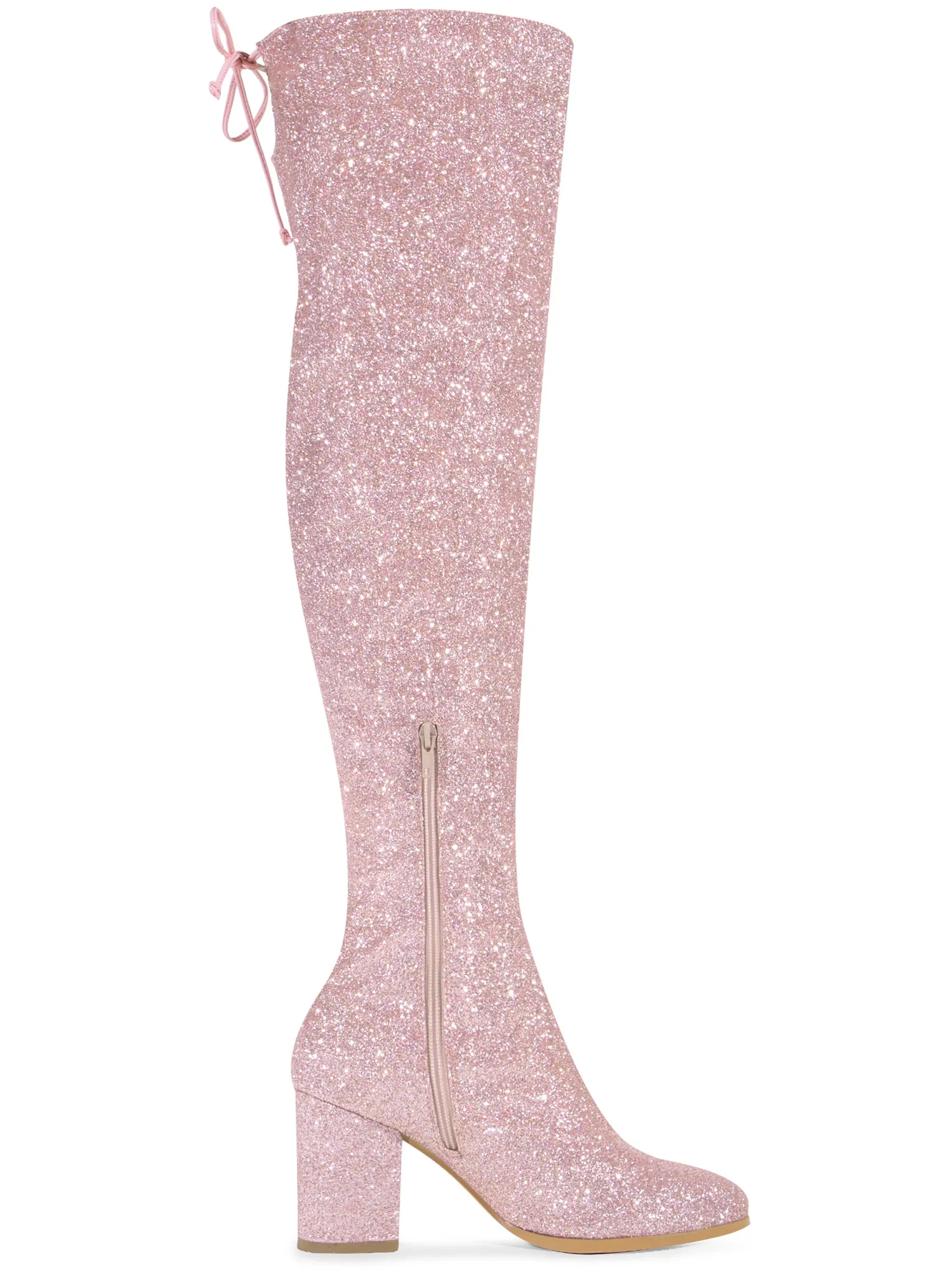 Women's Glitter Round Toe Chunky Heel Over the Knee High Boots sold by Allegra K product image thumbnail 5