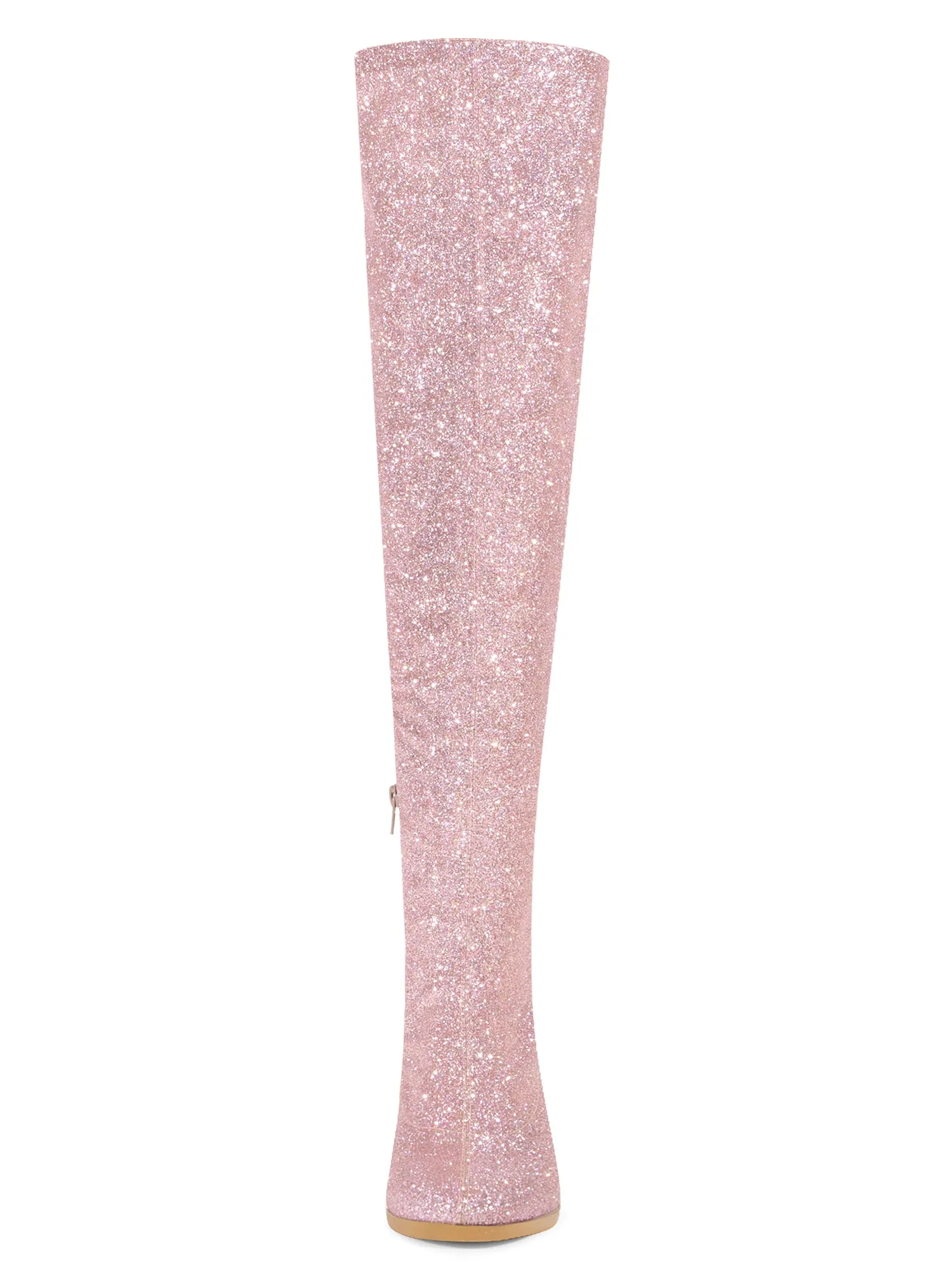 Women's Glitter Round Toe Chunky Heel Over the Knee High Boots sold by Allegra K product image thumbnail 2