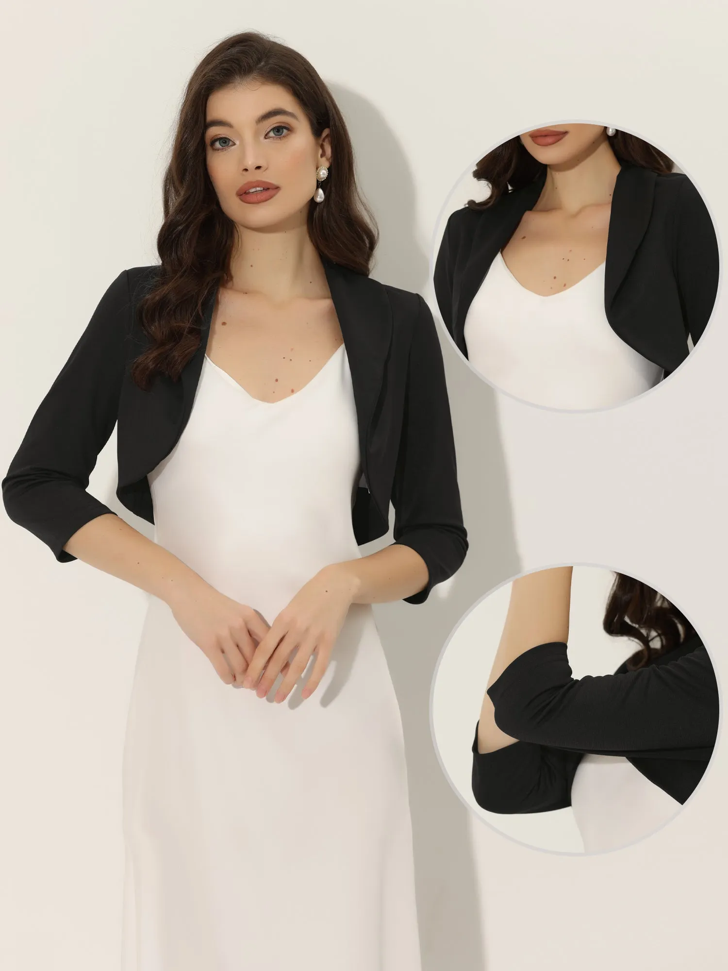 Elegant Bolero Evening Wedding Lapel Collar Shrugs Dress sold by Allegra K product image thumbnail 2