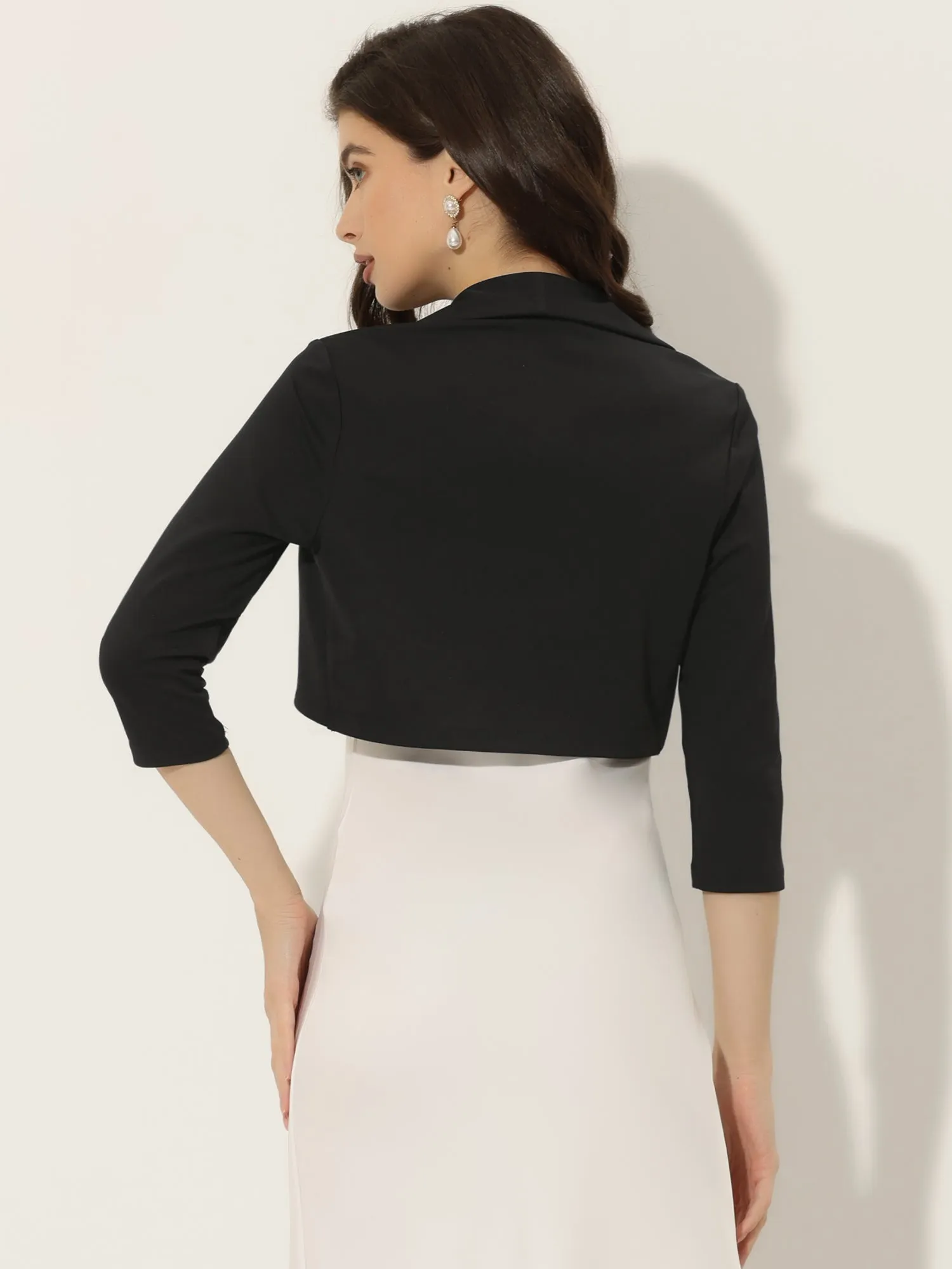 Elegant Bolero Evening Wedding Lapel Collar Shrugs Dress sold by Allegra K product image thumbnail 3