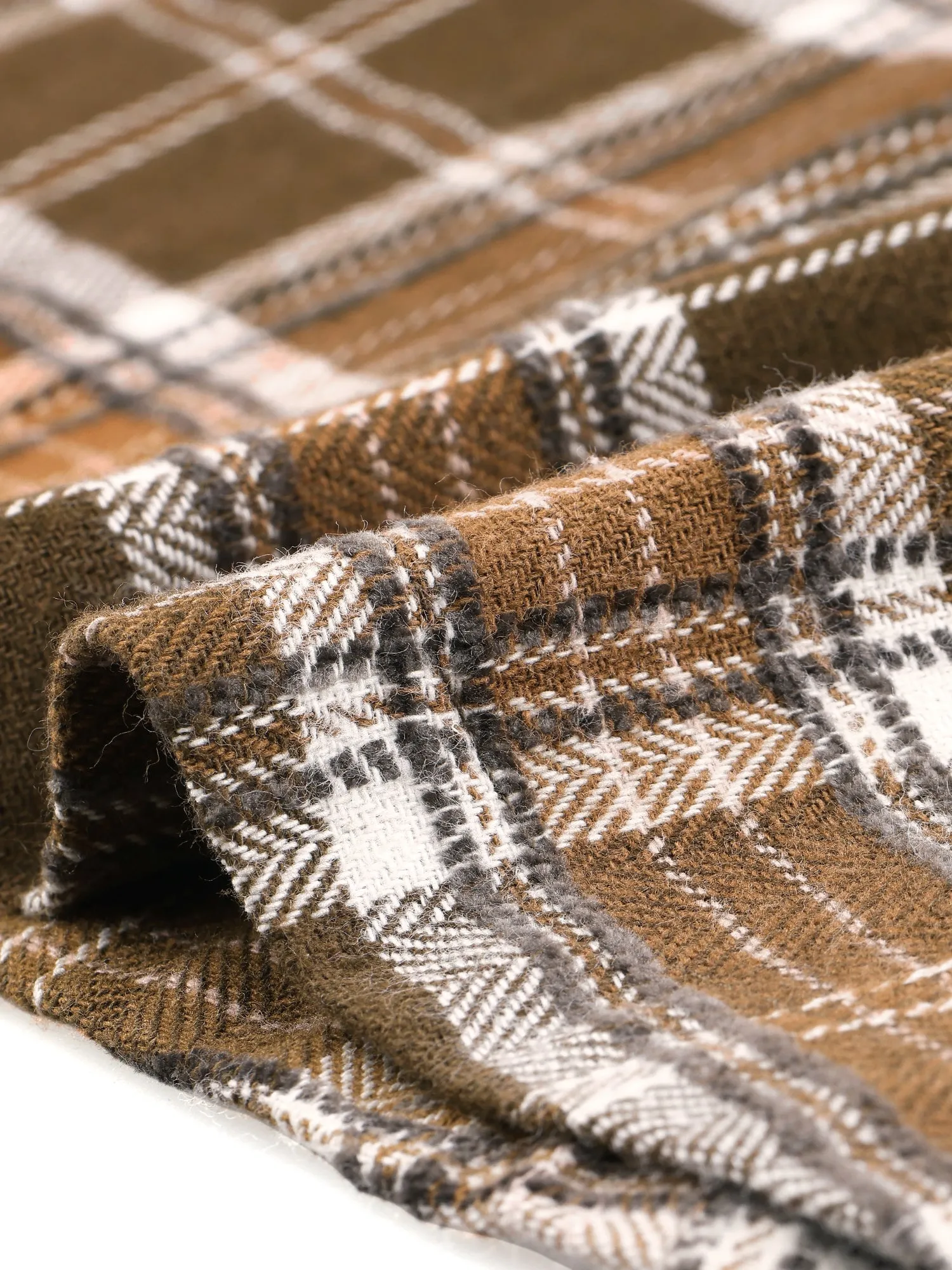 Retro Plaid V Neck 3/4 Sleeve Button Decor Belted A-Line Dress sold by Allegra K product image thumbnail 4