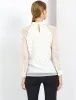 Sheer Mesh Long Sleeve Dots Printed Blouse Chiffon Cut Out Tops sold by Allegra K
