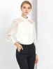 Sheer Mesh Long Sleeve Dots Printed Blouse Chiffon Cut Out Tops sold by Allegra K