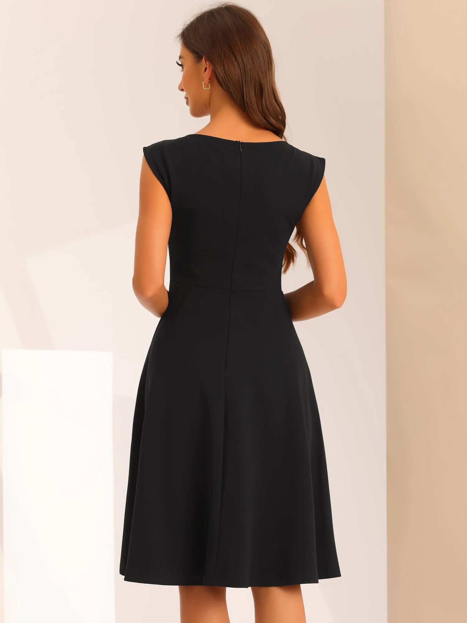 Square Neck Elegant Teacher Office Sleeveless Sheath Dress sold by Allegra K product image thumbnail 3