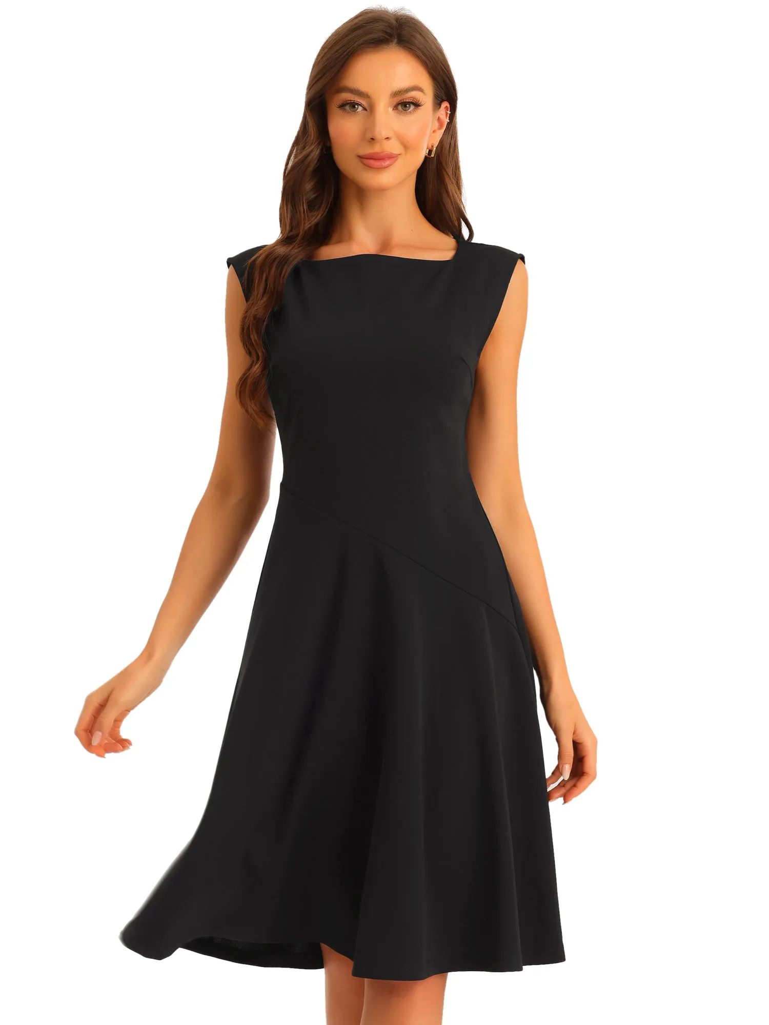 Square Neck Elegant Teacher Office Sleeveless Sheath Dress sold by Allegra K product image thumbnail 4