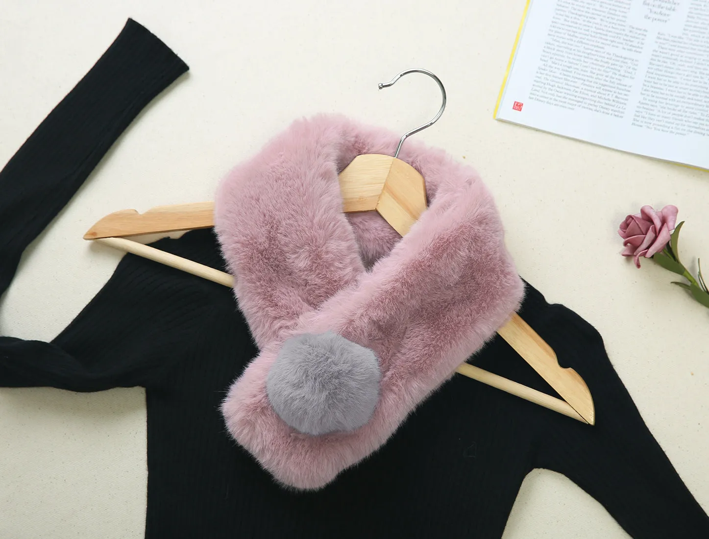 Fluffy Faux Fur Hairball Collar Solid Plush Neck Wrap Winter Warmer sold by Allegra K product image thumbnail 5