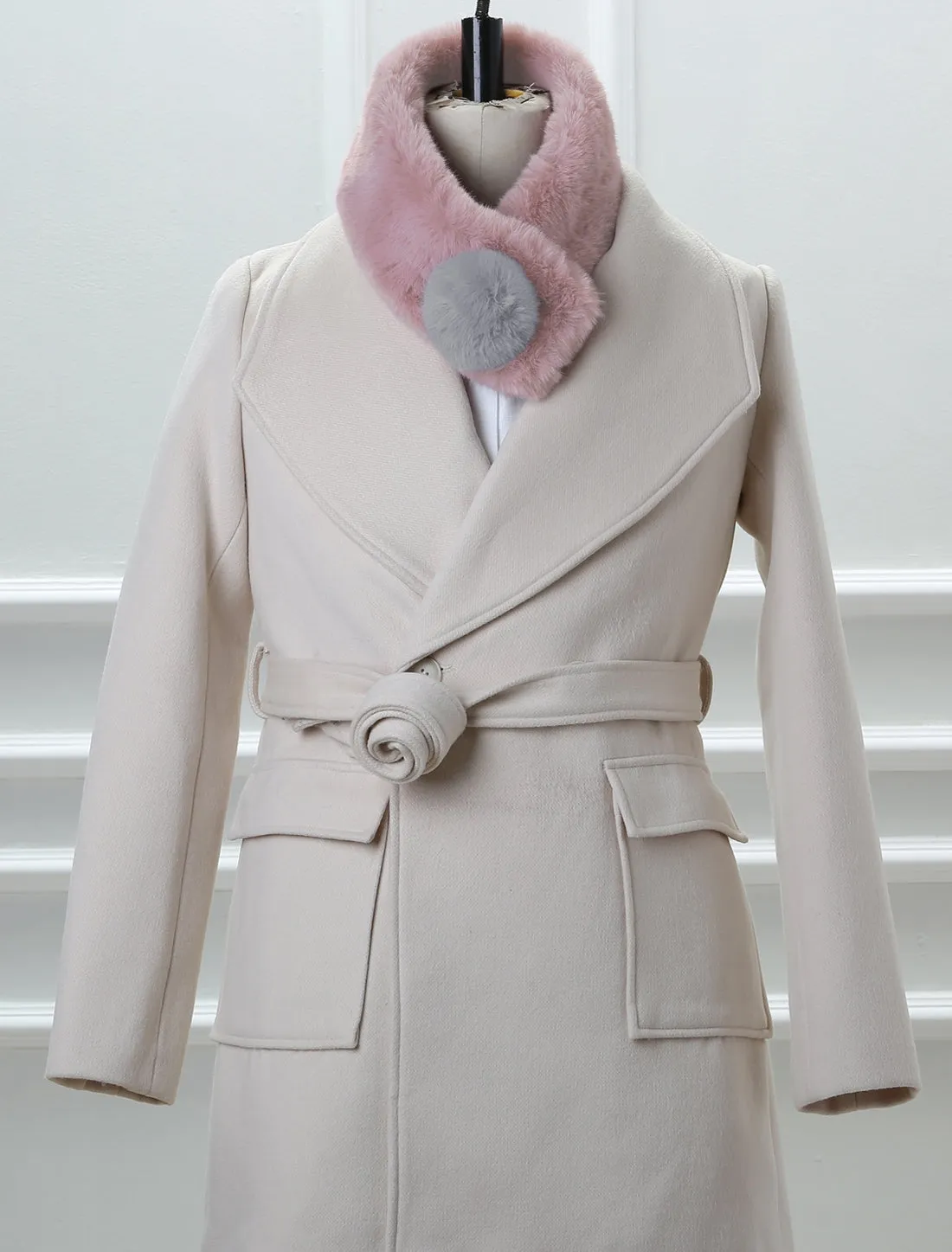 Fluffy Faux Fur Hairball Collar Solid Plush Neck Wrap Winter Warmer sold by Allegra K product image thumbnail 2