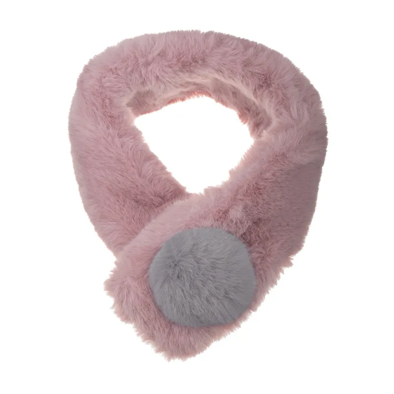 Fluffy Faux Fur Hairball Collar Solid Plush Neck Wrap Winter Warmer sold by Allegra K