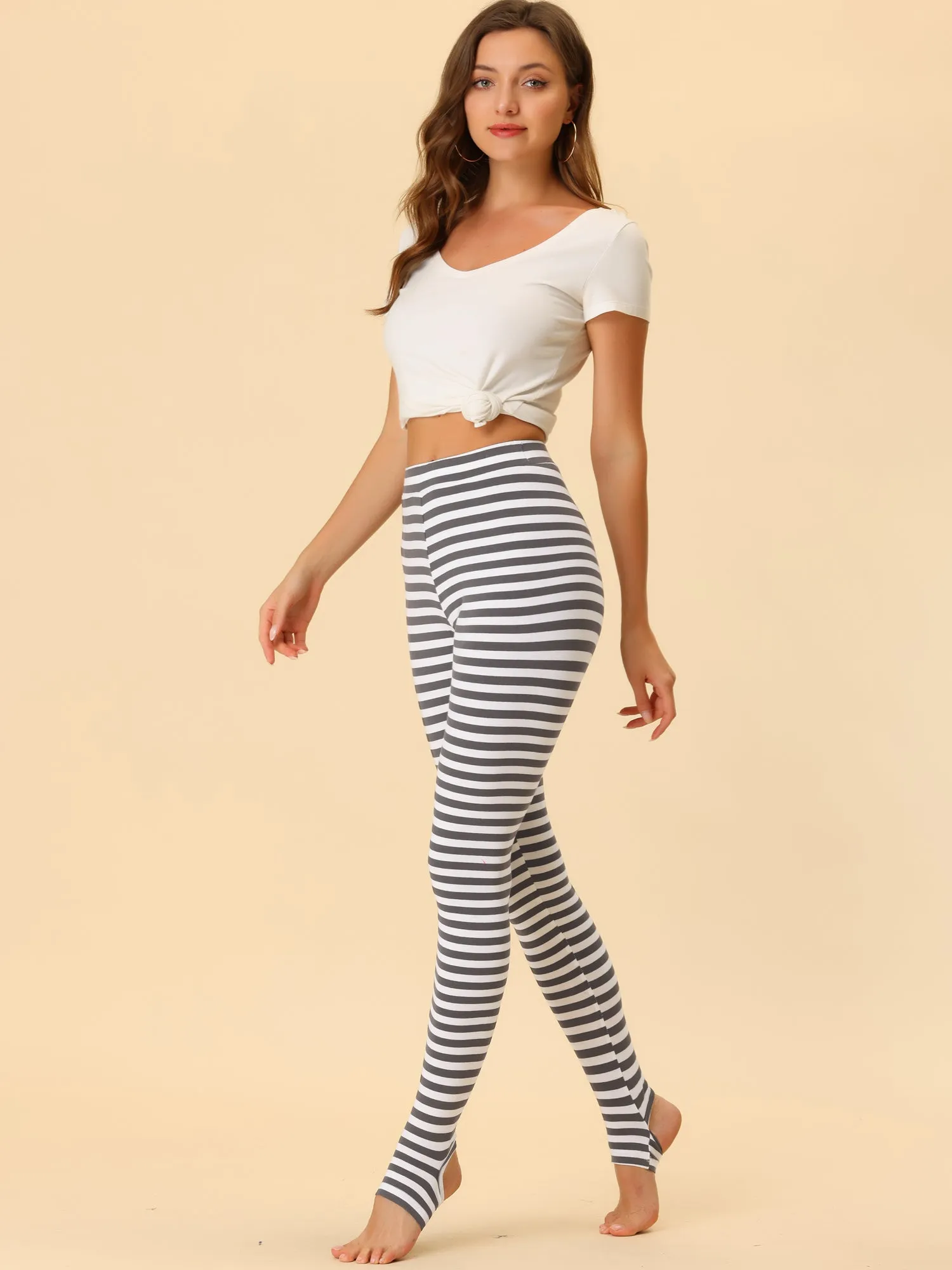 Leggings Printed Elastic Waistband Party Stirrup Yoga Pants sold by Allegra K product image thumbnail 2