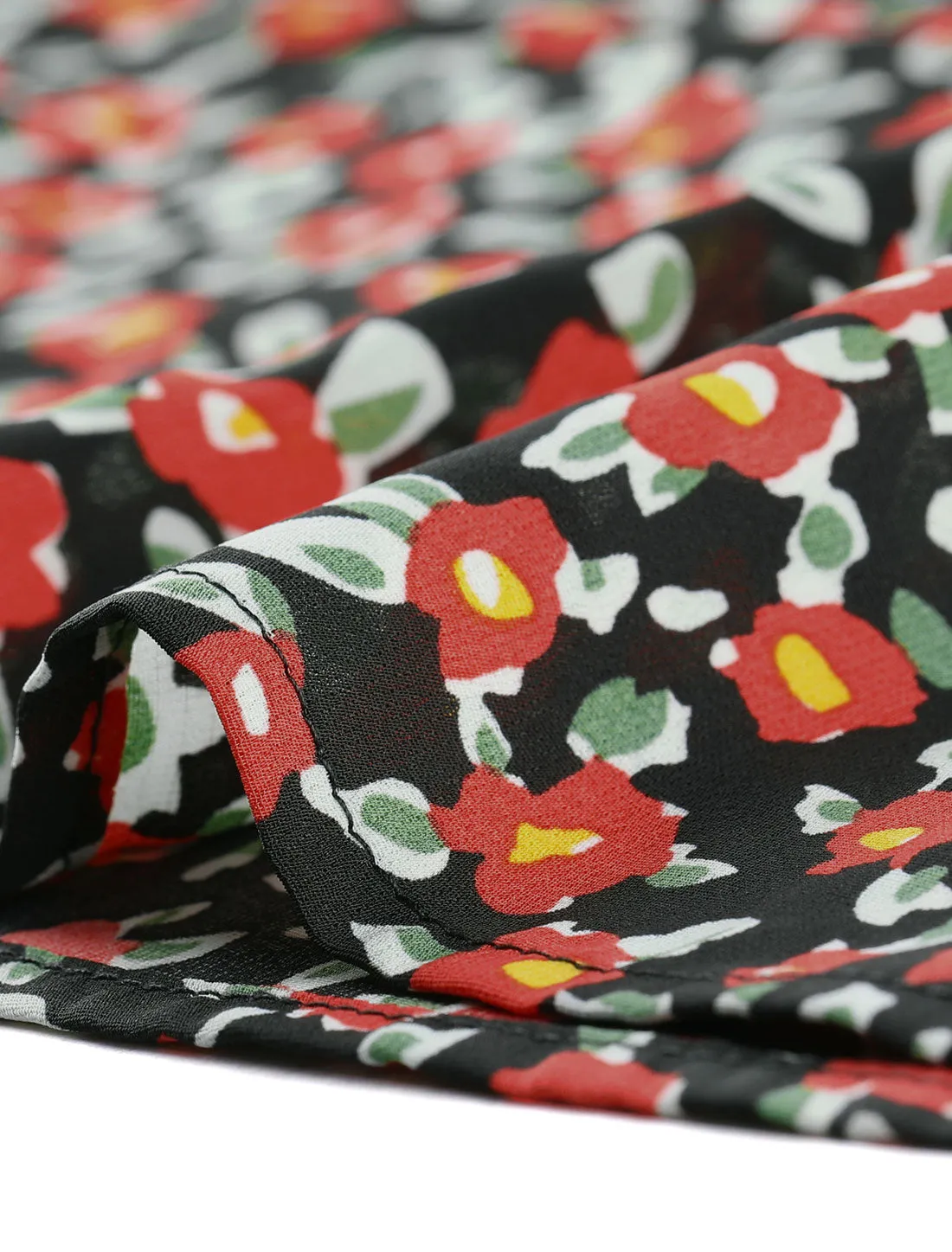 Casual Stand Collared Blouse Long Sleeve Floral Tops sold by Allegra K product image thumbnail 5