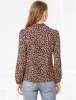 Casual Stand Collared Blouse Long Sleeve Floral Tops sold by Allegra K