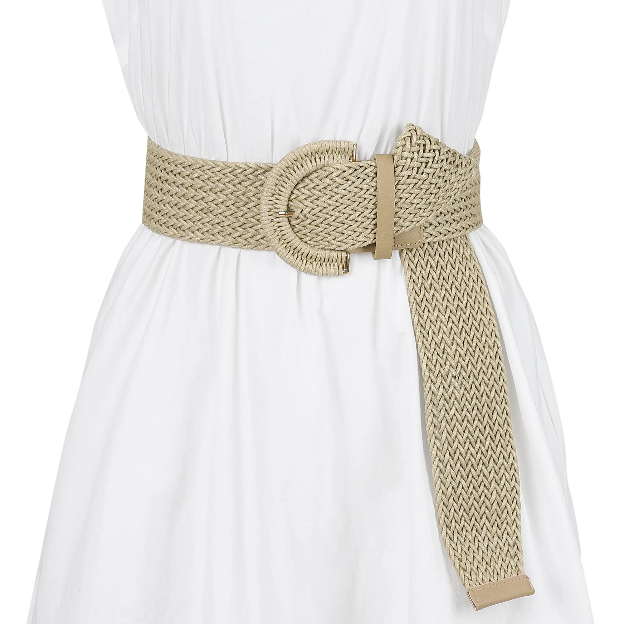 Wide Woven Waist Braided Belts Dress Chunky Buckle sold by Allegra K product image thumbnail 4