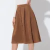 Faux Suede High Waist Swing Flared Midi Casual Skater Skirt sold by Allegra K