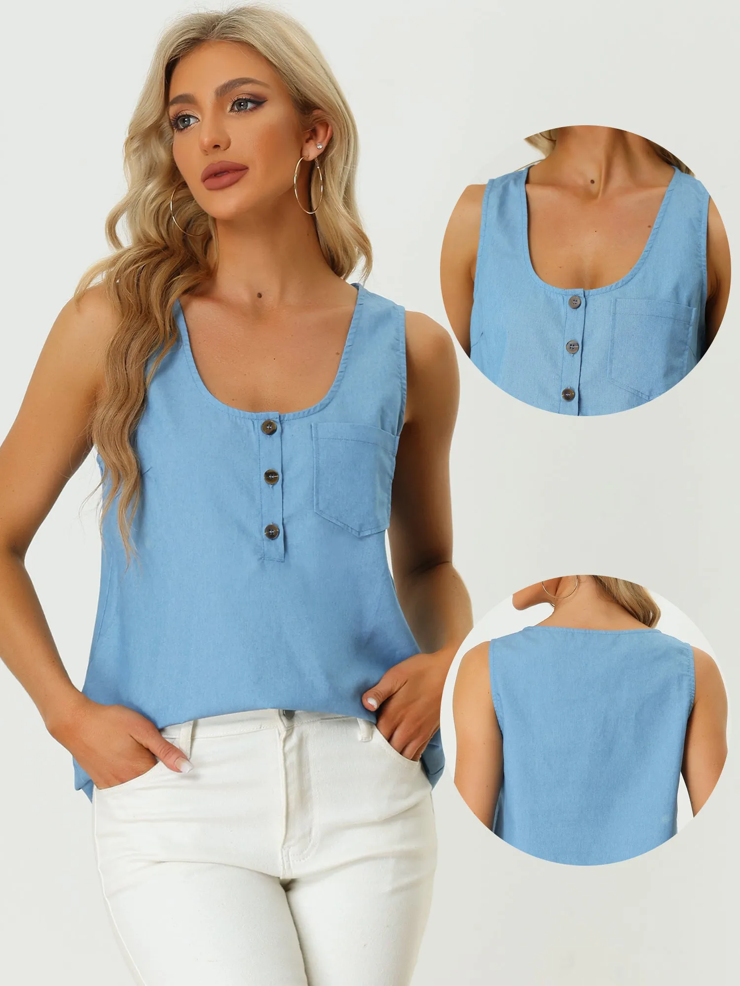 Lightweight Solid Blouse Loose Fit Sleeveless Tunic Tank Tops sold by Allegra K product image thumbnail 2