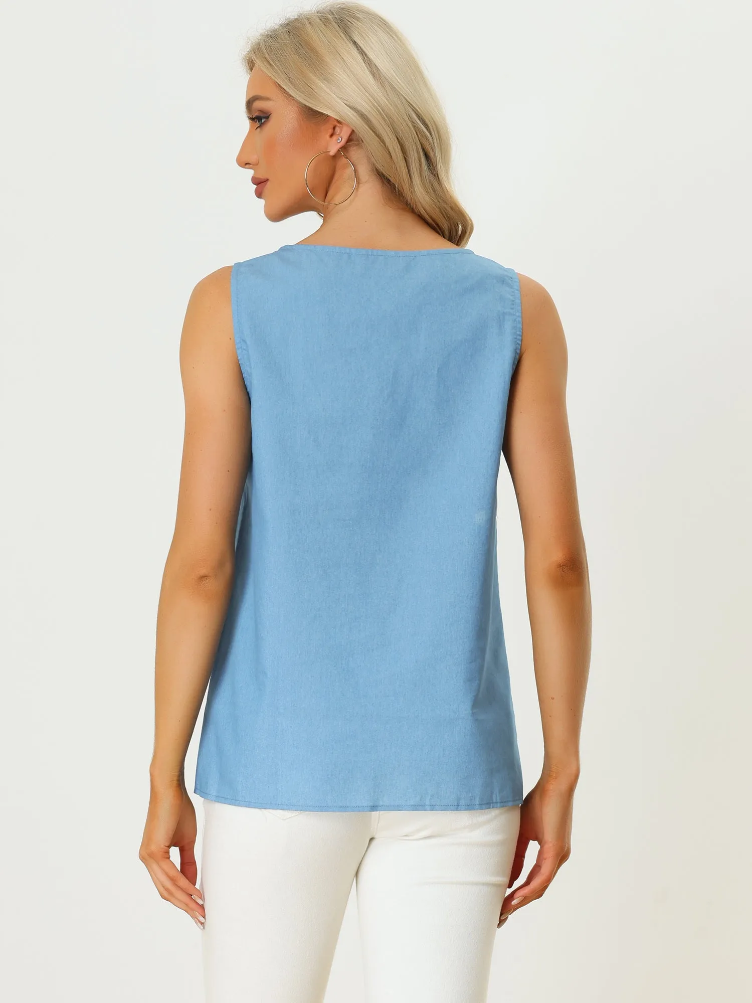 Lightweight Solid Blouse Loose Fit Sleeveless Tunic Tank Tops sold by Allegra K product image thumbnail 4