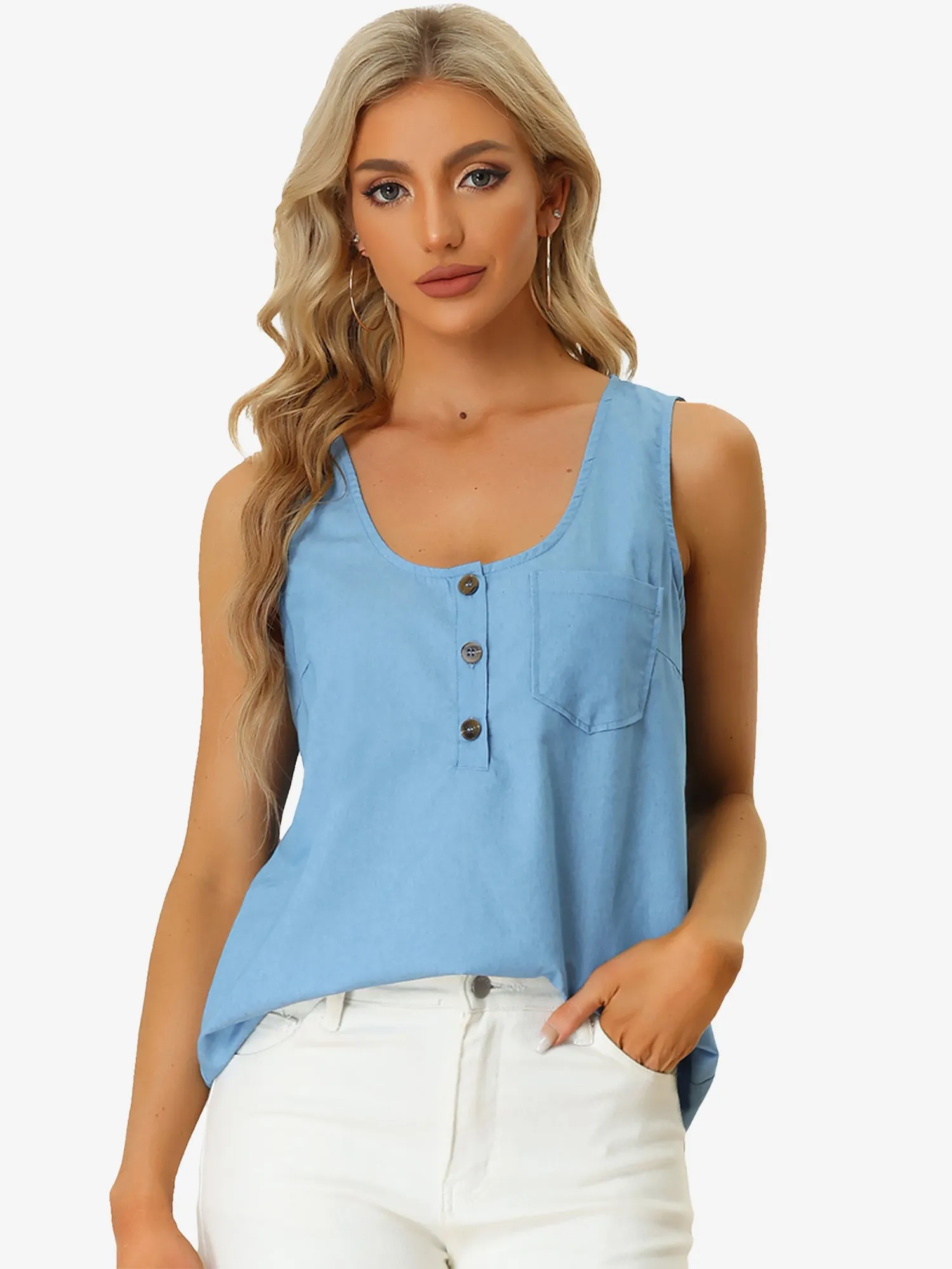 Lightweight Solid Blouse Loose Fit Sleeveless Tunic Tank Tops sold by Allegra K