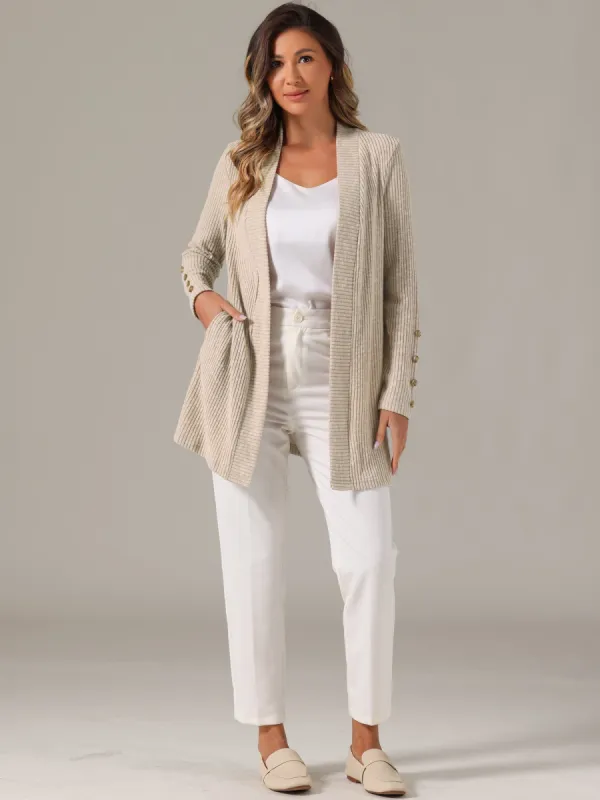 Long Sleeve Open Front Cozy Knit Sweater Cardigan sold by Allegra K