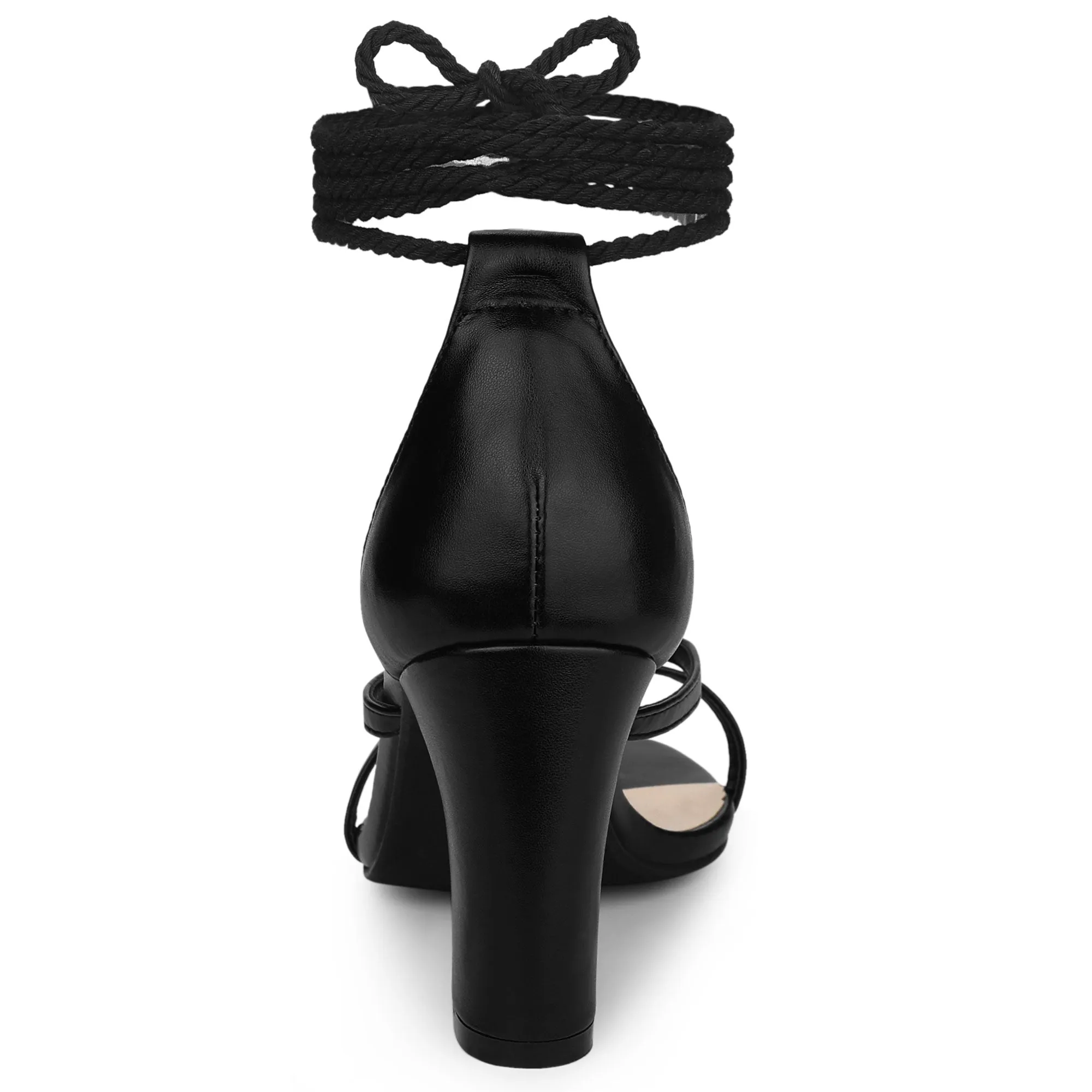 Open Toe Flip Flops Chunky Heel Lace Up Sandals sold by Allegra K product image thumbnail 4