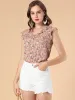 Ruffle Sleeveless Button Up Shirt Floral Blouse sold by Allegra K