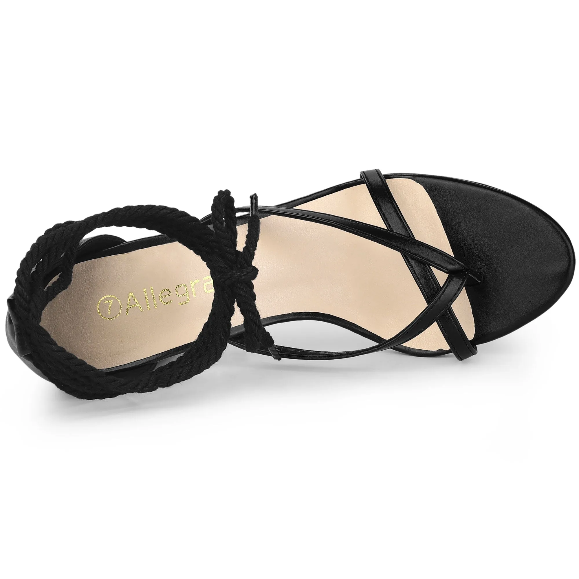 Open Toe Flip Flops Chunky Heel Lace Up Sandals sold by Allegra K product image thumbnail 5