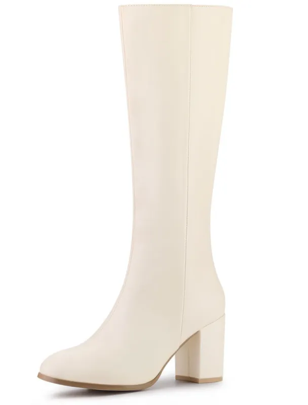 Women's Round Toe Block Heels Knee High Boots sold by Allegra K