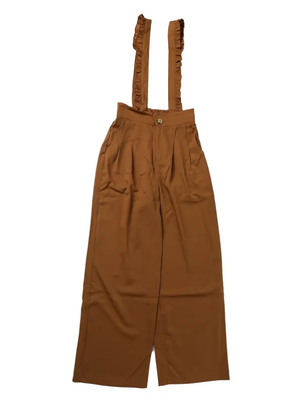 Women's High Waist Overalls Pockets Casual Wide Leg Pants Ruffle Suspender Jumpsuits sold by Allegra K
