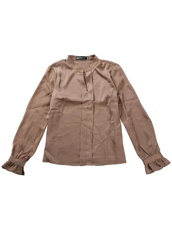 Women's Satin Elegant Top Ruffle Cuff Work Shirt V Neck Blouses sold by Allegra K