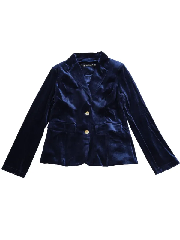 Women's Vintage Notched Lapel Button Front Office Velvet Blazer Jacket sold by Allegra K