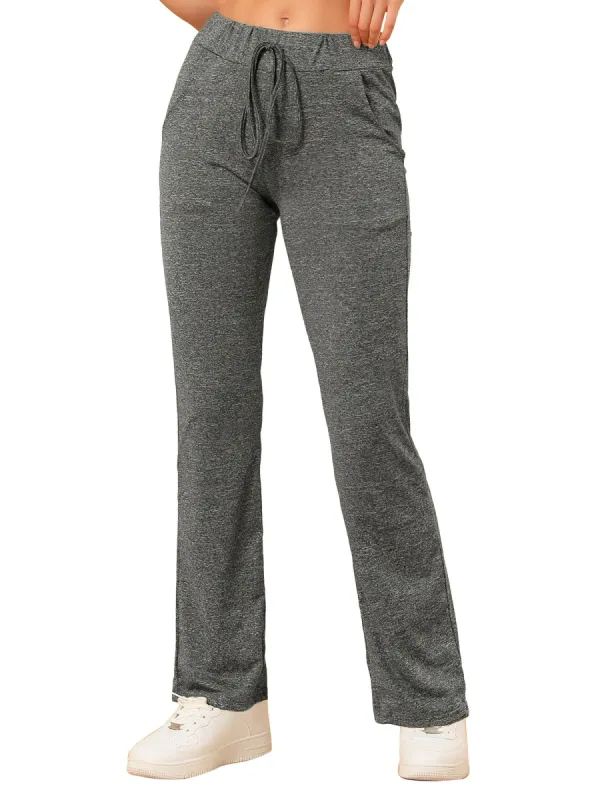 Women's Yoga Lounge Pants Drawstring Elastic Waist Wide Leg Sweatpants with Pockets sold by Allegra K