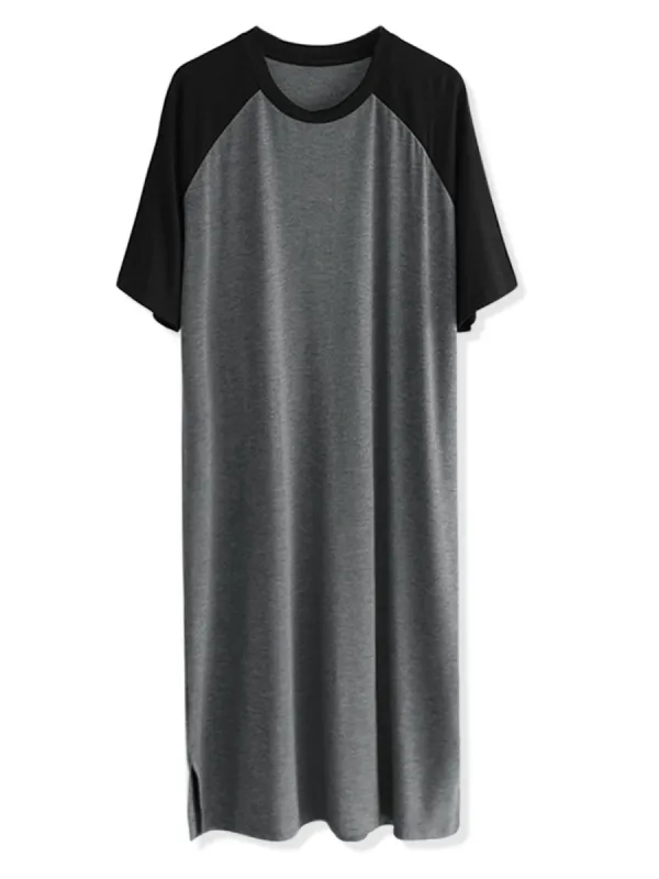 Men's Nightshirt Nightwear Raglan Sleeves Comfy Lounge Soft Pajamas Loose Sleep Shirt Nightgown sold by Allegra K