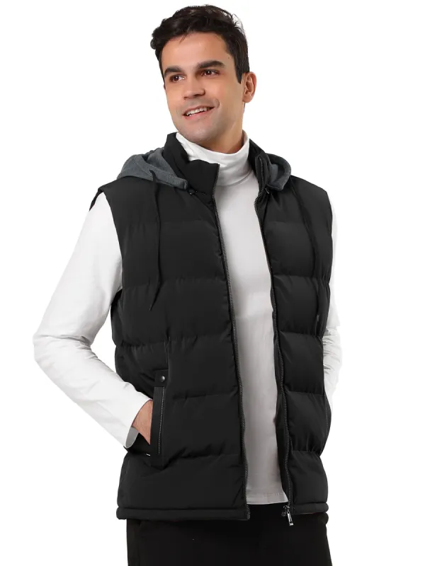 Men's Winter Hooded Sleeveless Zipper Padded Vest Down Jacket sold by Allegra K
