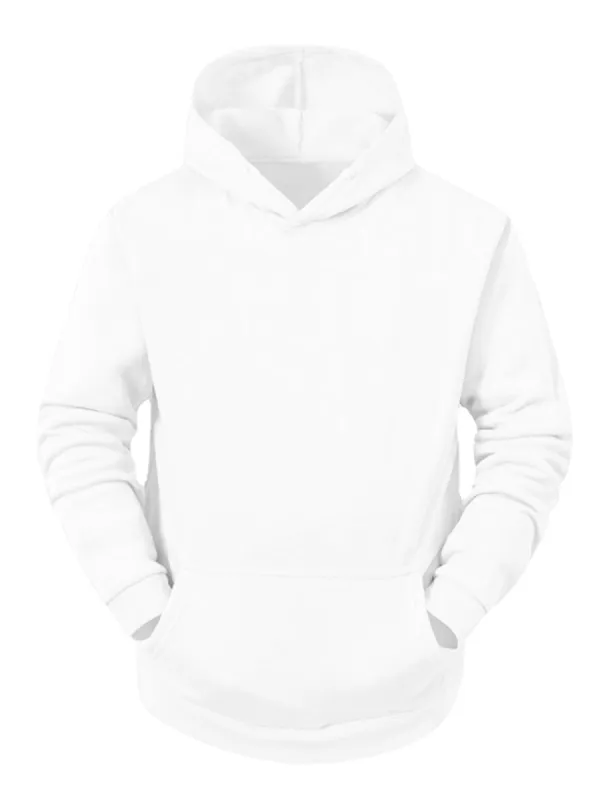 Men's Plush Lined Pullover Hoodie Solid Long Sleeves Hooded Sweatshirts with Pocket sold by Allegra K