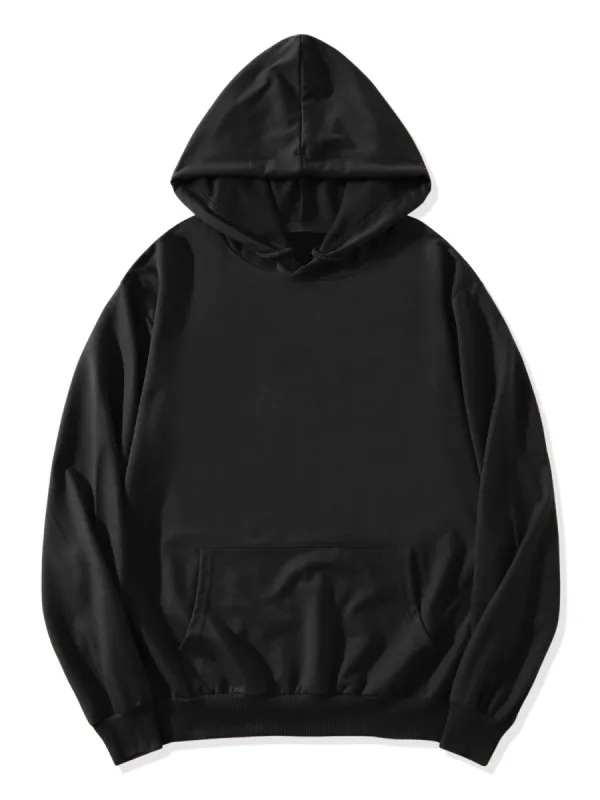 Men's Hoodie Sweatshirt Long Sleeves Soild Drawstring Pullover with Pocket sold by Allegra K