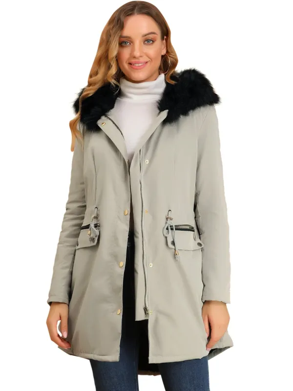 Women's Winter Hooded Coat Down Faux Fur Warm Parka Jacket sold by Allegra K