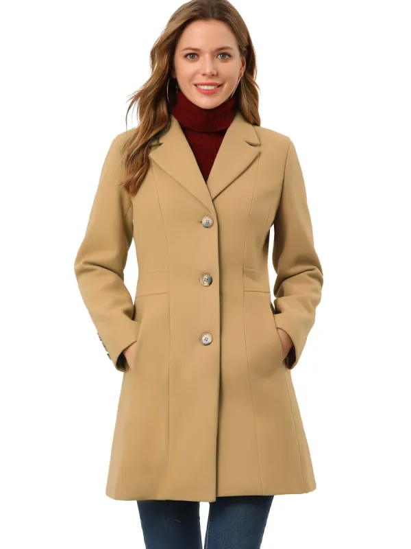 Women's Single Breasted Notched Lapel Long Winter Coats sold by Allegra K