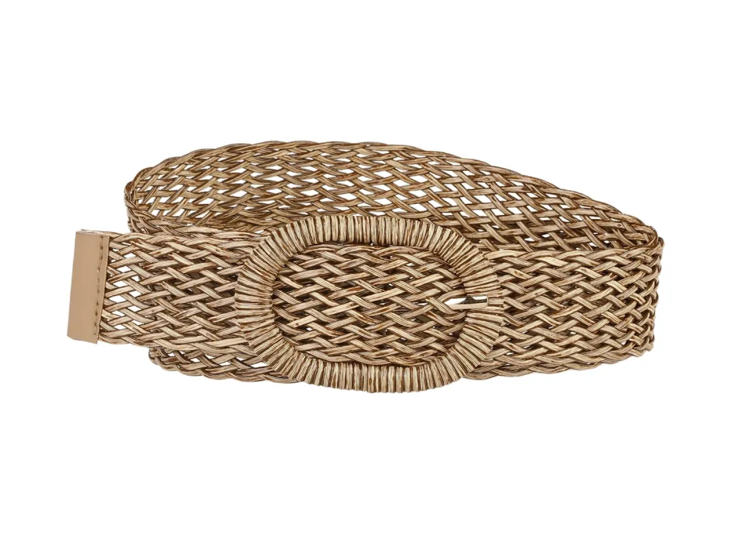 Womens Skinny Waist Belts Braided Woven Belts for Dress Metal Buckle sold by Allegra K