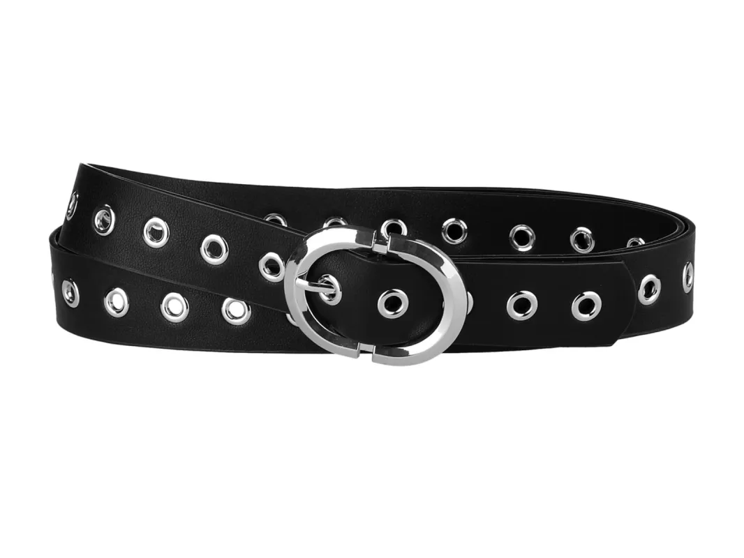 Women Grommet PU Leather Belt Skinny Plus Size Waist Belts for Jeans Dress sold by Allegra K