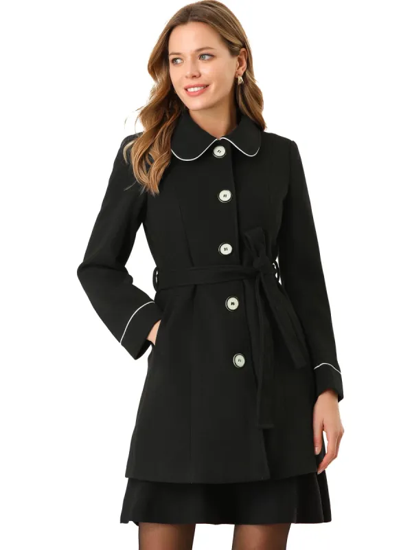 Women's Winter Elegant Lapel Collar Long Trench Coat sold by Allegra K