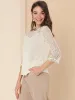 Elegant Lace Sheer See Through Top 3/4 Sleeve Office Blouse sold by Allegra K