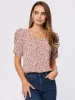 Floral Print Sweetheart Neck Short Sleeve Summer Blouse sold by Allegra K