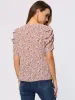 Floral Print Sweetheart Neck Short Sleeve Summer Blouse sold by Allegra K