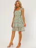 Floral Summer Tie Back Sweetheart Ruffle Layered Sleeveless Mini Dress Sundress sold by Allegra K