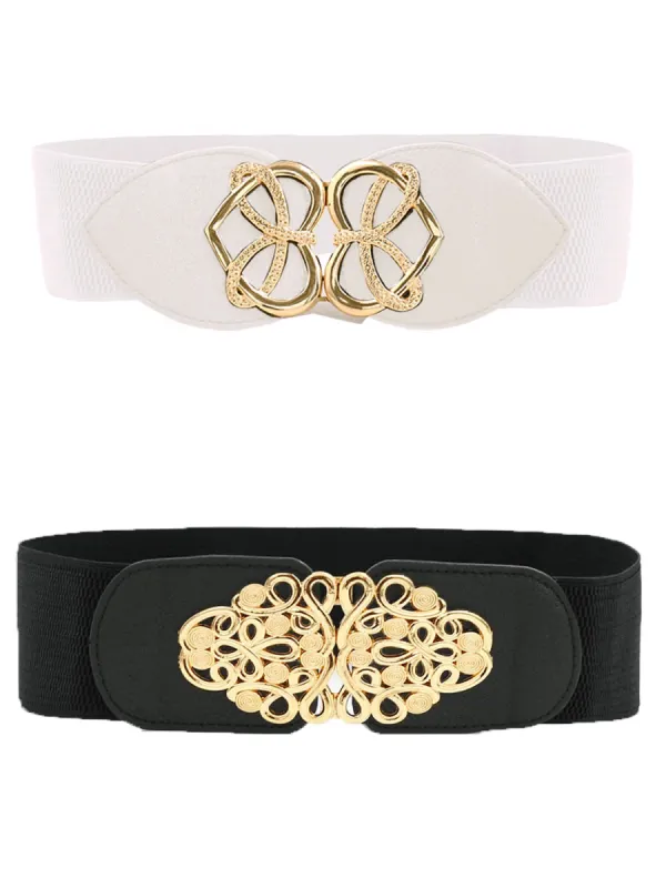 Womens Elastic Wide Waist Belts Metal Buckle Stretchy Belts for Dress sold by Allegra K