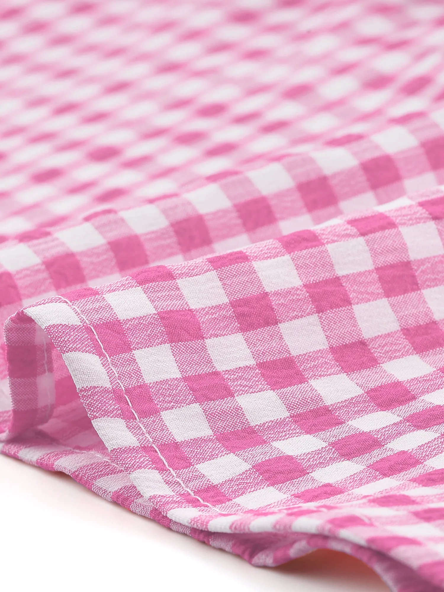 Ruffle Button Down Cap Sleeve Plaid Gingham Blouse sold by Allegra K product image thumbnail 4