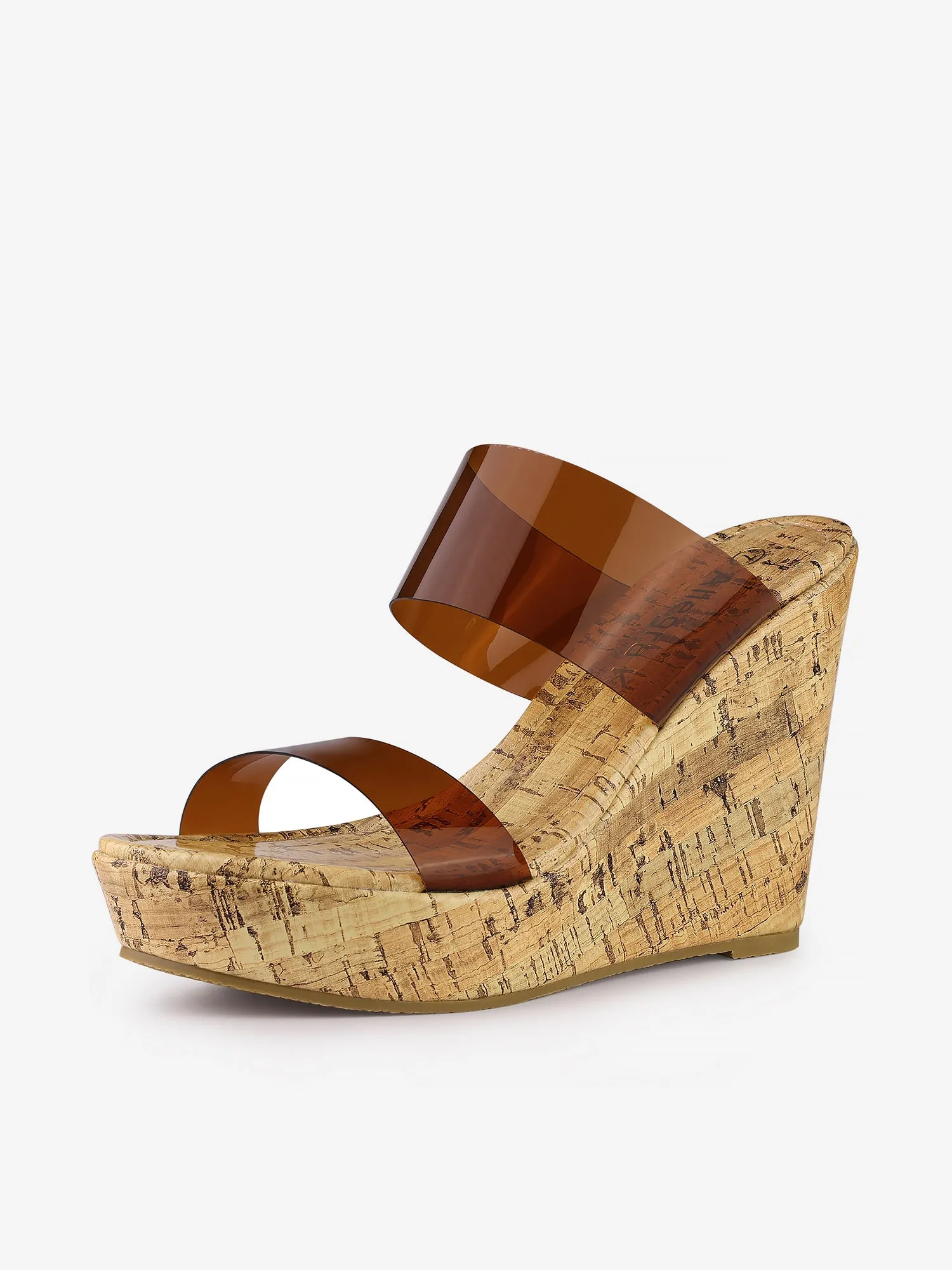 Clear Platform Transparent Straps Wedge Heel Sandals sold by Allegra K