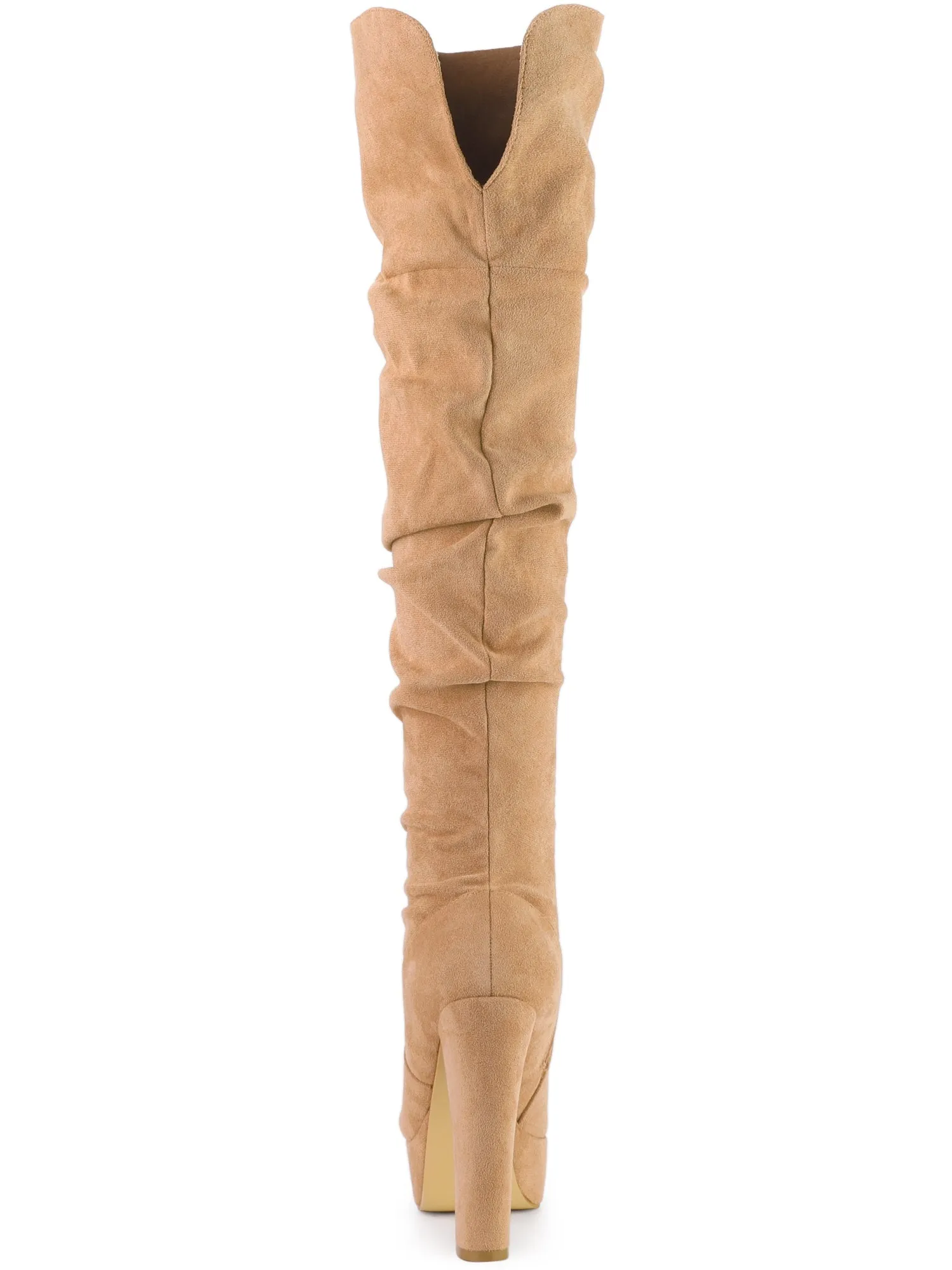 Round Toe Zipper V Shape Chunky Heel Over the Knee High Boots sold by Allegra K product image thumbnail 5