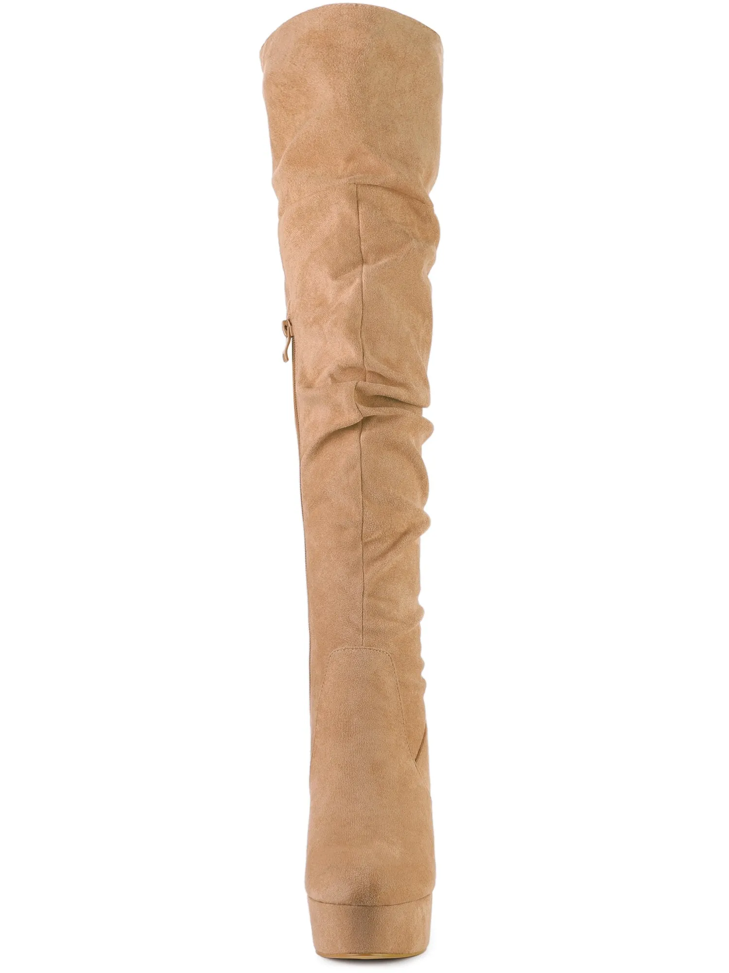 Round Toe Zipper V Shape Chunky Heel Over the Knee High Boots sold by Allegra K product image thumbnail 4